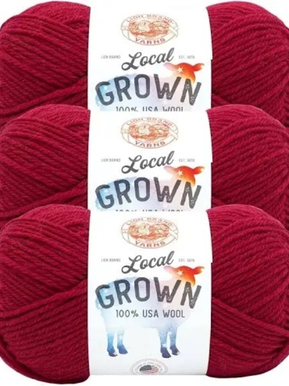 Lion Brand Local Grown 100% USA Wool – Apple Pie – Lot of 3